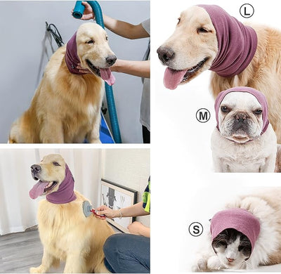 Dog Ear Cover for Anxiety Relief, Dog Calming Hood for Grooming and Bath Drying, Pet Cats and Dogs Ear Protector (Small)