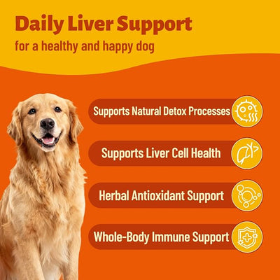 Liver Support for Dogs – Milk Thistle (with Natural Silymarin), Same, Turmeric (with Curcumin) for Liver Health, Antioxidant, Immune & Digestive Support & Gut Health - 330 Chews