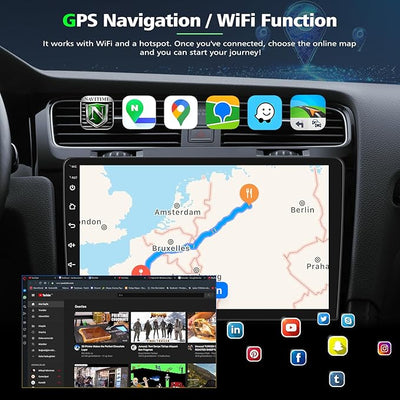 Double Din Car Stereo Radio Upgraded for for 2011 2012 2013 Dodge Durango GPS Navi Head Unit 7 inch Touch Screen Android 14 Support Wireless Carplay Android Auto-/FM/SWC/WiFi/Bluetooth/Camera