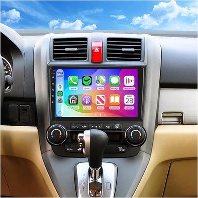 4 Core 4G+64G Car Radio for Honda CRV 2007-2011 with Wireless CarPlay Android Auto, 9 Inch Touchscreen Car Stereo with GPS Navi WIFI Mirror Link Bluetooth AM/FM/RDS Radio EQ SWC Backup Camera