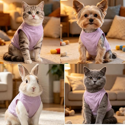 Dog Purple Shirts Plain Pet Apparel Cotton Small Animal Outfit Puppy Clothes Yorkie Apparel (Neck Girth 10.24'')