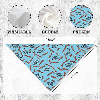 Funny Dog Bandana, Tree Stick Print Pet Scarf, Branch Manager Text Trendy Humor Dog Accessories for Small Medium Dogs, Funny Gift for Pet Owners