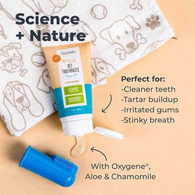 Oxyfresh Cat & Dog Toothpaste, Teeth Cleaning Gel for Plaque, Tartar & Bad Breath, Vet-Approved Pet Dental Care, 1 oz
