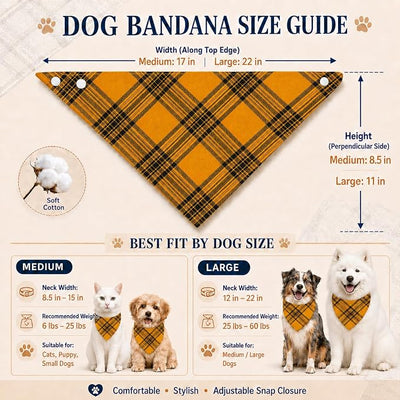 Fall Dog Bandana-Adjustable Cute Triangle Pet Scarf for Boys and Girls, Yellow & Black, Large