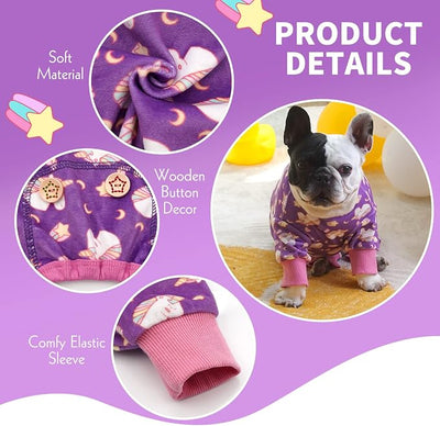 KYEESE Dog Pajamas Soft Dogs Clothes Pet Coat Velvet Dog Pajamas Small Sized Dogs Comfy Doggie Jammies Onesie Stretchy Doggie Pjs Pet Costume with Unicorn Pattern, Small
