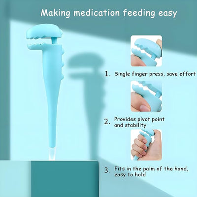 Dinosaur Pet Pill Shooter for Cats and Dogs - Soft Silicone Tip Medicine Dispenser for Pills & Capsules - Reusable Animal Pill Gun | Pet Pill Dispenser, 2 Silicone Tips, For Cats, Puppies and Small Animals, Medicine Pill Pusher