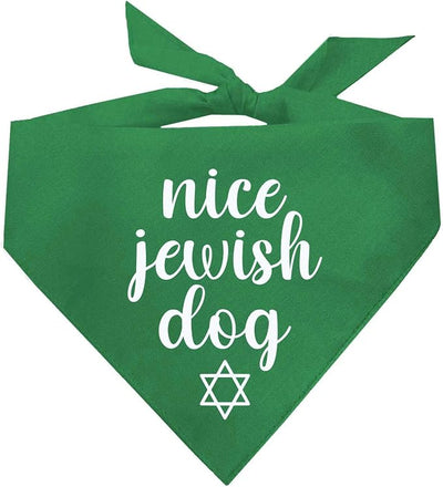 Nice Jewish Dog Bandana | 100% Cotton | Made in USA | Passover | Hanukkah | Yom Kippur | Rosh Hashanah | Jewish Celebration | Bar & Bat Mitzvah | Green, X-Small (930)
