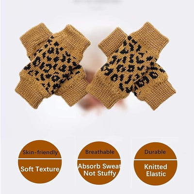 ROZKITCH Dog Front Leg Sleeve Rear Leg Sleeves 2PCS Front Leg and 2PCS Back Leg Knee, Dog Elbow Wrap, Dog Leg Warmer Wrap Protector, Pet Elastic Knitted Breathable Protective Socks Khaki L