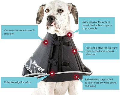 All Four Paws Comfy Cone Pet Cone for Dogs, Cats, Large, Black - Comfortable Soft Dog Cone Collar Alternative for After Surgery, Wound Care, Spay, Neuter - Dog and Cat Recovery Elizabethan-Collar