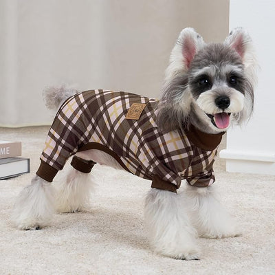 XPUDAC 4 Pack Dog Pajamas Plaid Dog Clothes for Small Medium Dogs Girl Boy Comfy Puppy Onesie Pet Christmas Outfit Cat Pjs Jammies, XS