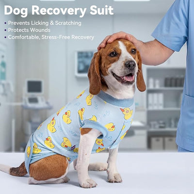 cyeollo Recovery Suit for Dogs Surgery Suit Female Spay Soft Pet Onesie Bodysuit Male Dog Neuter, Small Dogs Surgical Recovery Shirt, Yellow Duck, XS