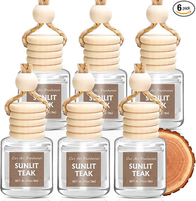 AROIC 6 Pack Car Air Freshener, Mahogany Premium Woody Car Air Freshener Diffuser Fragrance, Hanging Essential Oil Diffuser for Interior Decor, Long Lasting Car Accessories Unisex (Sunlit Teak Scent)