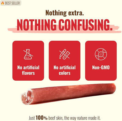 Natural Farm Odor-Free Super Collagen Dog Chews (6-Inch, 10-Pack) The First Ever Real Bull Sticks Alternative: 100% Natural Angus Hide Collagen Treats - More Protein, More Chew Time for All Dogs