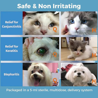 Visiopet Pet Eye Drops - Eye Drops for Dogs and Cats Vet-Recommended Dog Eye Infection Treatment to Soothe Infection Allergy,Relieve Dry Eyes Pink Eyes, Pet Tear Stain Cleaner 1/8 oz /5 ml