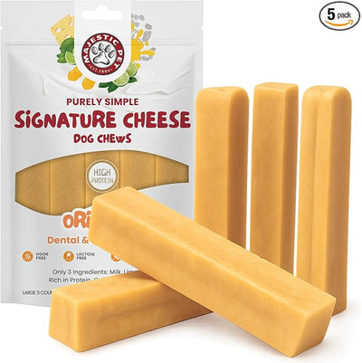 Majestic Pet Himalayan All-Natural Cheese Dog Chews - Long Lasting Dental Chew for Dogs - Healthy Pet Treats with Beneficial Ingredients (Dental & Bone Support, Large, 5 Pack)