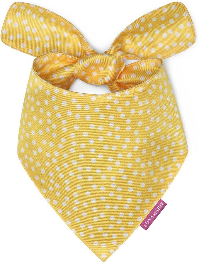 LunaMarie - Luxury Dog Bandanas - Puppy Bandanas Cat Accessories | Premium & Silky Fabric | 100% Handmade Quality | Custom Shape Dual Layered Reversible Small, Medium, Large Cat Scarf (Sophie, Small)