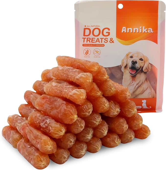Annika Chicken Sausage Dog Treats – Jerky-Style Training Chews with Chicken, Soft Bites for Senior & All Breed Sizes, 11.6oz