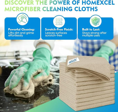 HOMEXCEL Brown Microfiber Cleaning Cloth 6 Pack 12.5 x 12.5 inch Microfiber Towels for Cars Ultra Absorbent Car Washing Cloth Lint Free Streak Free Cleaning Rags for Car, Kitchen Window