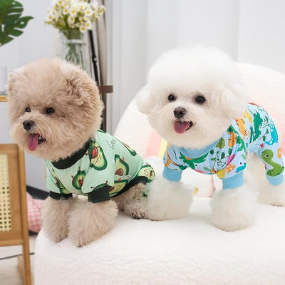 XPUDAC 4 Pack Dog Pajamas Soft Strechy Summer Doggie Clothes for Small Medium Dogs Boy Girl Dog Onesie Puppy Pjs Cat Apparel-Small