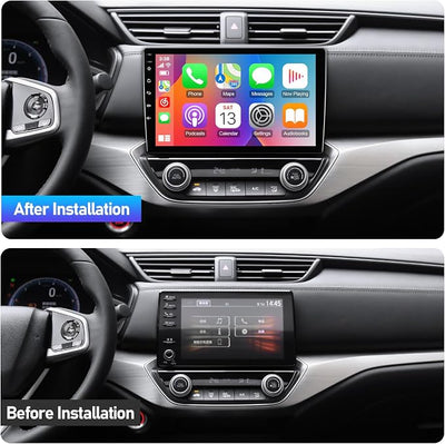 4Core+64G 10.1-inch Android 14 Car Stereo IPS Touchscreen Screen Car Radio with Carplay & Android Auto Support Backup Camera GPS FM Navi BT SWC