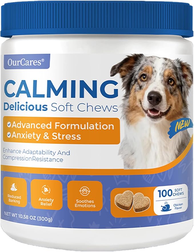 Calming Chews for Dogs — Melatonin Dog Calming Chews for Stress, Sleep Support & Thunderstorm Relief — Non-Drowsy Natural Soft Chews, Chicken Flavor, 100 Count