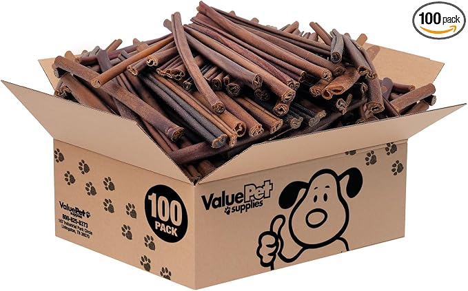 ValueBull Collagen Sticks for Dogs, 12 Inch Medium Chews, Natural Long-Lasting Dog Treats, 100 Count Bulk Pack - Supports Joints, Skin & Coat with Chondroitin & Glucosamine