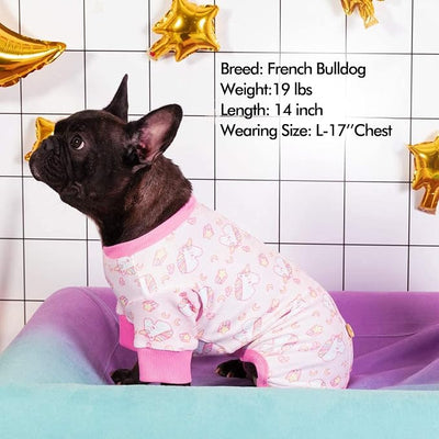 KYEESE Dog Pajamas Velvet Dog Pajamas Small Sized Dogs Soft Dogs Clothes Pet Coat Stretchy Doggie Pjs Pet Costume with Pink Unicorn Pattern Comfy Doggie Jammies Onesie, Medium