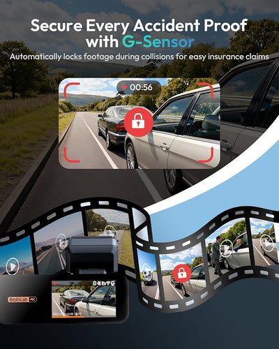 BOTSLAB 4K Dash Cam Front and Rear, 170° Ultra Wide Car Camera, 4K+2K Dashcam with ADAS, Night Vision, 24/7 Parking Mode, STARVIS Sensor, WDR, 5.8GHz WiFi, Built-in GPS, Loop Recording (No SD Card)