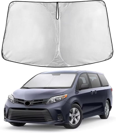 EcoNour Windshield Sunshade Compatible for Toyota Sienna 2011-2018 2019 2020, L, LE, SE, XLE, Limited Premium,Sun Visor for Front Window Sun Shade Cover, UV Heat Blocker & Protector, Car Accessories