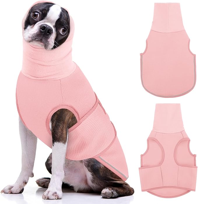AOFITEE Dog Anxiety Vest, Dog Anxiety Calming Hoodie, Pet Thunder Jacket Calming Shirt for Fireworks, Thunder, Travel, Separation, Noise Block & Ear Protection Recovery