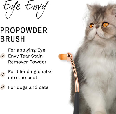 Eye Envy ProPowder Applicator Brush for Dogs and Cats | Use to safely and evenly apply Tear Stain Powder | Small | Washable superfine fiber hair | Long tapered bristles | Ergonomic handle