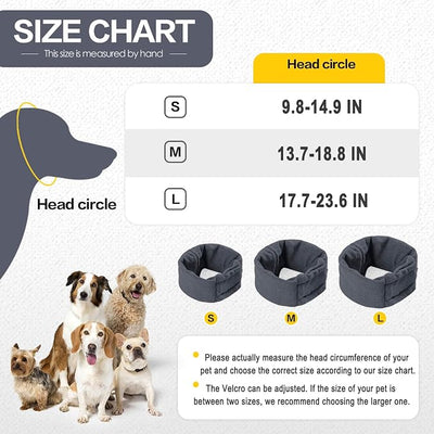 Meifsou Quiet Ears for Dogs - Adjustable Ear Covers for Noise, No Shake Dog Head Wrap, Dog Calming Hood for Thunder, Lightning, Fireworks, Vet Visits, Polyester and Stretch Cotton Blend, Grey M