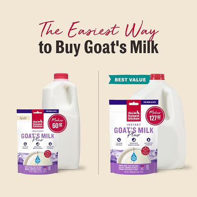 The Honest Kitchen Human Grade Instant Goat Milk Powder with Probiotics for Dogs and Cats - 11 oz - Makes 2 Quarts - Digestive Health and Gut Support Supplement
