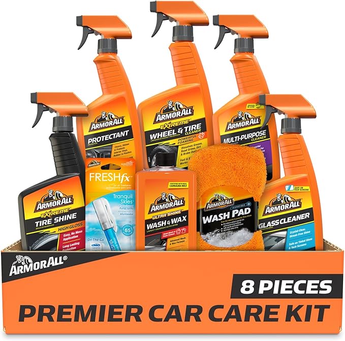 Armor All Ultimate Premier Car Care Kit, 8 Pieces, Includes Tire and Wheel Cleaners, Exterior and Interior Car Cleaning Supplies