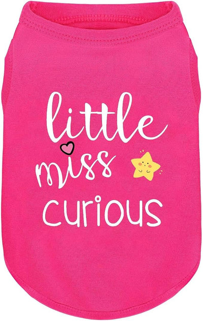 Pink Cotton Dog Shirt with 'Little Miss Curious' Print, Soft & Breathable Pet Apparel for Small to Large Dogs, All-Season Sleeveless Vest, Cute and Comfortable Dog Outfit.Pink Star 4XL