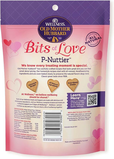 Old Mother Hubbard Wellness Bits of Love P-Nuttier Dog Biscuits, Natural Treats, Valentine's Day, Seasonal, Peanut Butter Flavor, 6 oz Bag (Pack of 2)