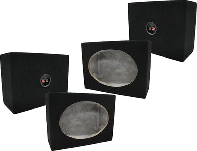 Absolute USA 2SQ6X9+ Car Audio Custom Pair 6" x 9" Sealed Square Black Enclosure Unloaded Speaker Box with Speaker Terminal