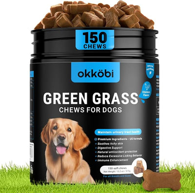 Dog Urine Neutralizer for Lawn - 150 Chews - Advanced Green Grass Dog Chews - Canine Pee Grass Saver - Green Lawn Treats with Natural Ingredients & Digestive Enzymes - Chicken