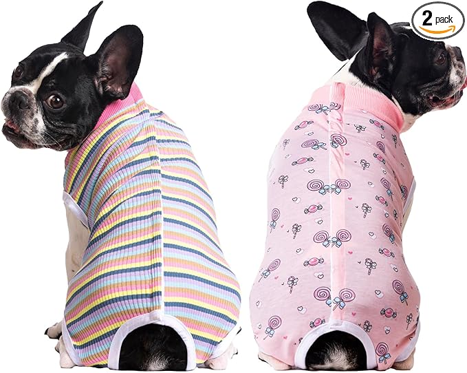 2 Packs Pet Dog Recovery Onesie Suit for Dogs Cats After Surgery,Dog Abdominal Wounds Bandages Cone E-Collar Alternative. (Navy, S)
