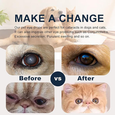 Cataract Drops for Dogs & Cats, Eye Drops for Relieving Itching & Irritation, Vet Recommend Eye Drops for Dogs Eye Infection Treatment, All-in-One Relief for Dryness Pink Eyes Vision Clarity (2 X10ml)