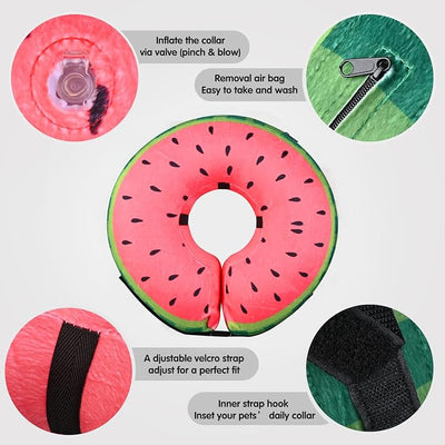 Inflatable Dog Cone Collar for After Surgery, Soft Adjustable Blow up Donut E-Collar for Small Medium Large Dog and Cats