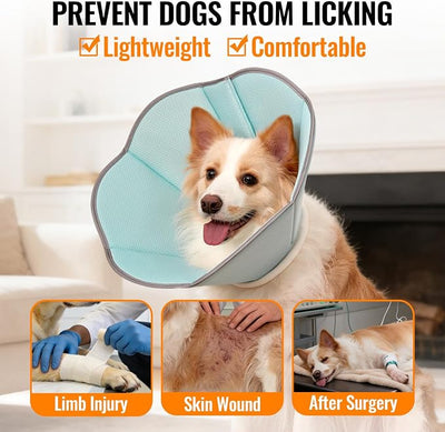 MAXFUT Dog Cone Collar,Soft Cone for Dogs to Stop Licking After Surgery,Non Inflatable Dog Donut Cone (Blue, XL)