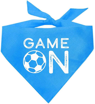 Game On Soccer Dog Bandana | 100% Cotton Adjustable Triangle | Made in USA | Soccer| Sports | Biggest Fan | Game Day | Turquoise, X-Small (1073)