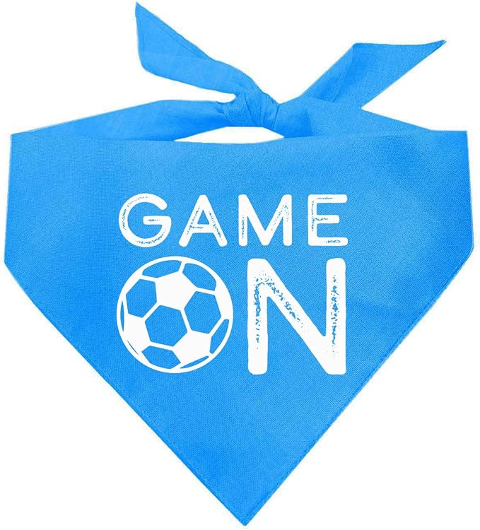 Game On Soccer Dog Bandana | 100% Cotton Adjustable Triangle | Made in USA | Soccer| Sports | Biggest Fan | Game Day | Turquoise, One Size (1073)