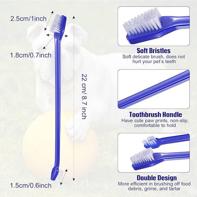 100 Pcs Dog Toothbrush Kit, Dual Head Bulk Pet Dental Supplies, Soft Bristle Long Handle Toothbrush for Adult Dogs, Oral Hygiene Teeth Cleaning Set for Most Pets, Small Medium Large Dogs and Cats