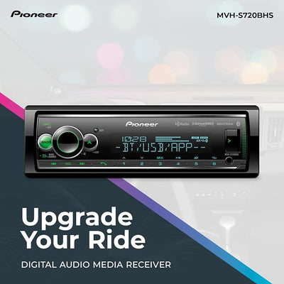 Pioneer MVH-S720BHS 1-Din Digital Media Receiver – Bluetooth, SiriusXM, Color Change, HD Radio, USB, FLAC, Voice Control, 50W x 4 Output, 13-Band EQ, AM/FM Radio, Hi-Volt RCA Preouts