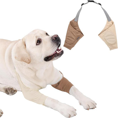 Dog Elbow Protector - Dog Sleeves for Wounds Front Legs, Keep the Elbow Wound Clean, with Inner Padding to Protect the Elbow Joint, Cone Collar Alternative to Stop Licking Wounds (Beige Brown,L)