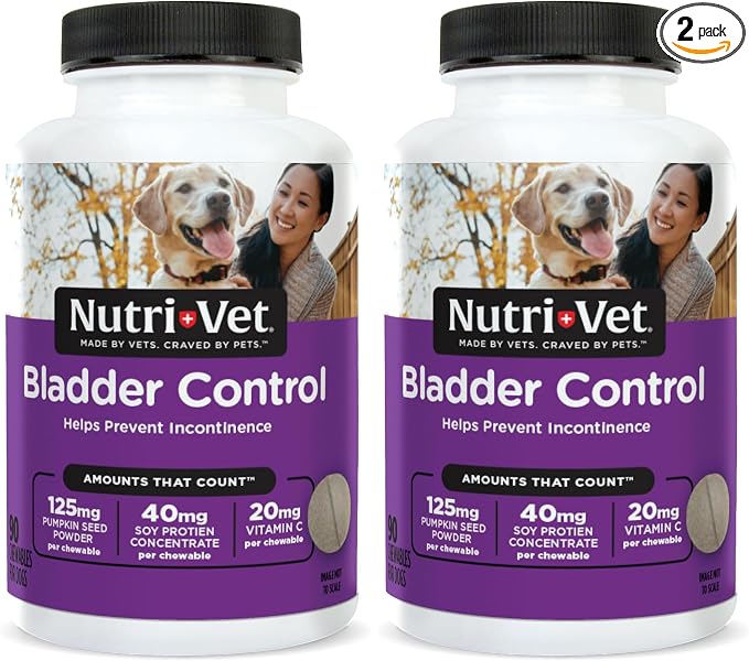 Nutri-Vet Bladder Control Supplement, Cranberry Supplement, Dog Products, Immune Support,Helps Dog Urinary Incontinence,Bladder Control Pills,Urinary Tract Health,Puppy Support,90 Tablets,(Pack of 2)