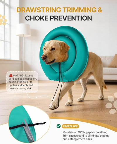 MIDOG Soft Inflatable Dog Cone - Comfortable Alternative After Surgery that Doesn't Block Vision, Patented Donut Recovery Collar Prevents Licking for Large & Medium Dogs (M)