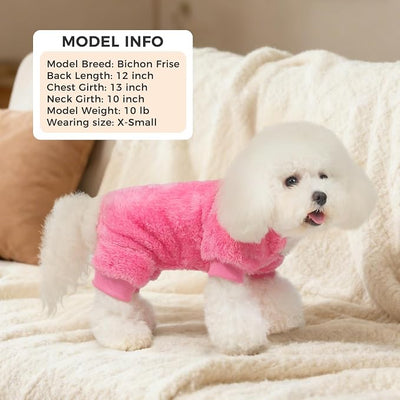PAWCHIE Dog Fuzzy Velvet Pajamas,Dog Sweater Winter Cloth for Small Dogs Cat,Boy Girl,Pet Jumpsuit, Doggy Apparel,Pink,M